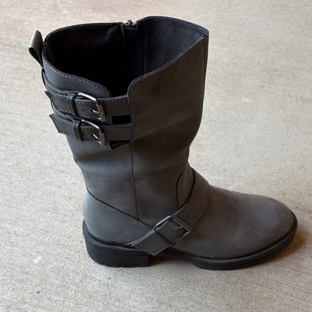 Rocket Dog Charcoal Buckle Combat Boots